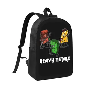 Chemistry Heavy Metals Backpack - Large Capacity School Bag with Adjustable Shoulder Straps, Lightweight Bookbag for Teens, Chemistry-Themed Heavy Metal Graphic Prints (Green, Yellow, Red), Durable Zipper Closure Backpack for Boys & Girls - Ideal for Scho