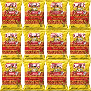 Chester's Flamin' Hot Fries Chips, 1.75 Oz Bags, Pack of 12, Bundled by Shoppyway Snack Crispy Crunchy Flavor Spicy