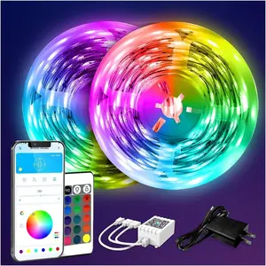 LED Strip Lights 130ft Lights Strip for Bedroom, Desk, Indoor Room Bedroom Brithday Gifts RGB Decor with Remote and 24V Power Supply`