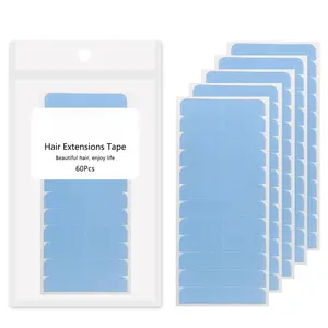 Hair Extension Tape Replacement, Double-Sided Invisible Tape in Hair Extensions Human Hair Professional Adhesive Tape No  for Hair Extensions #Blue(60 Pieces)
