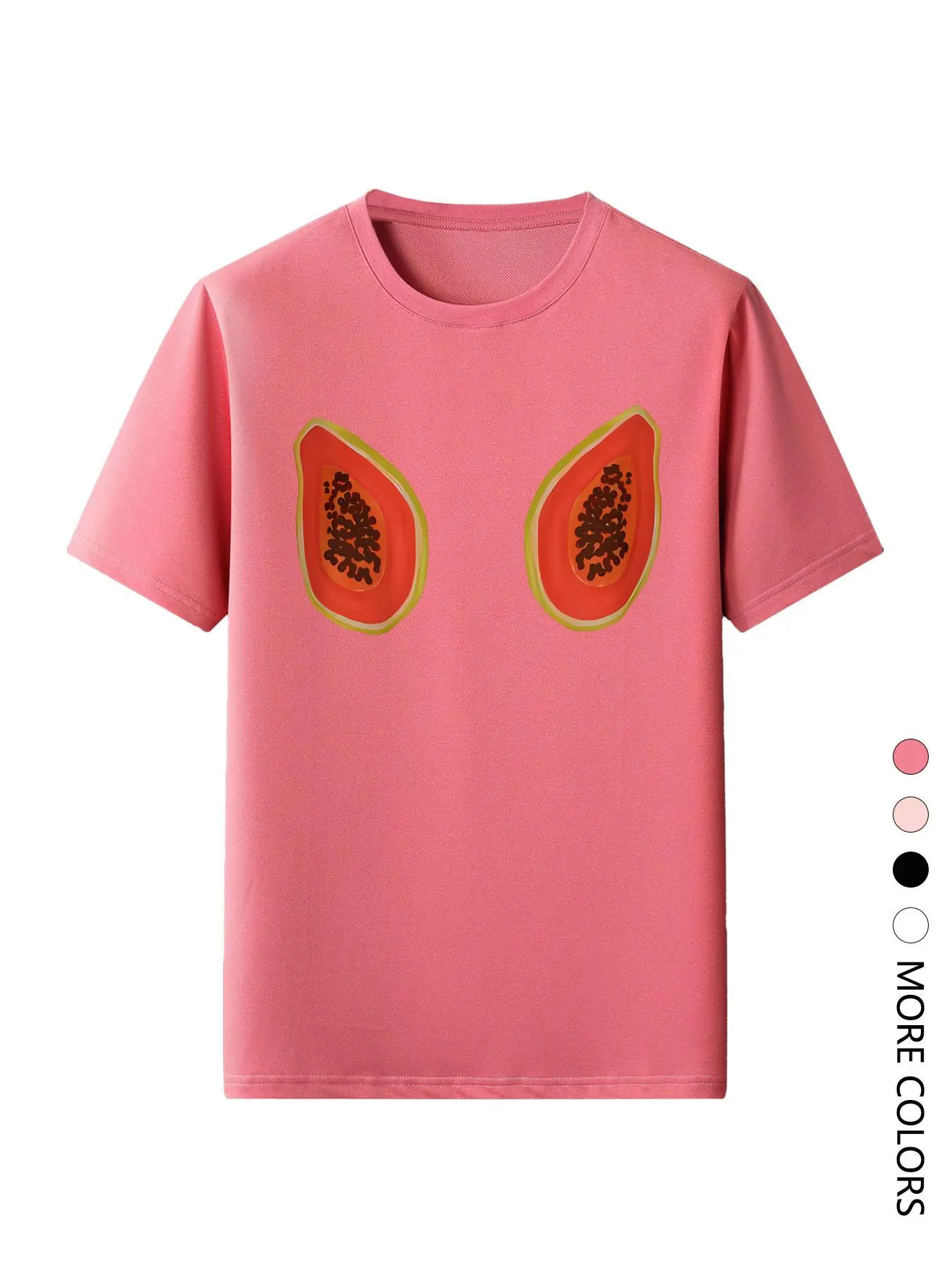 Women's Papaya Print Round Neck Tee, Fashion Casual Crew Neck Short Sleeve T-shirt for Daily Holiday Vacation Outdoor Wear, Ladies Clothes for All Seasons