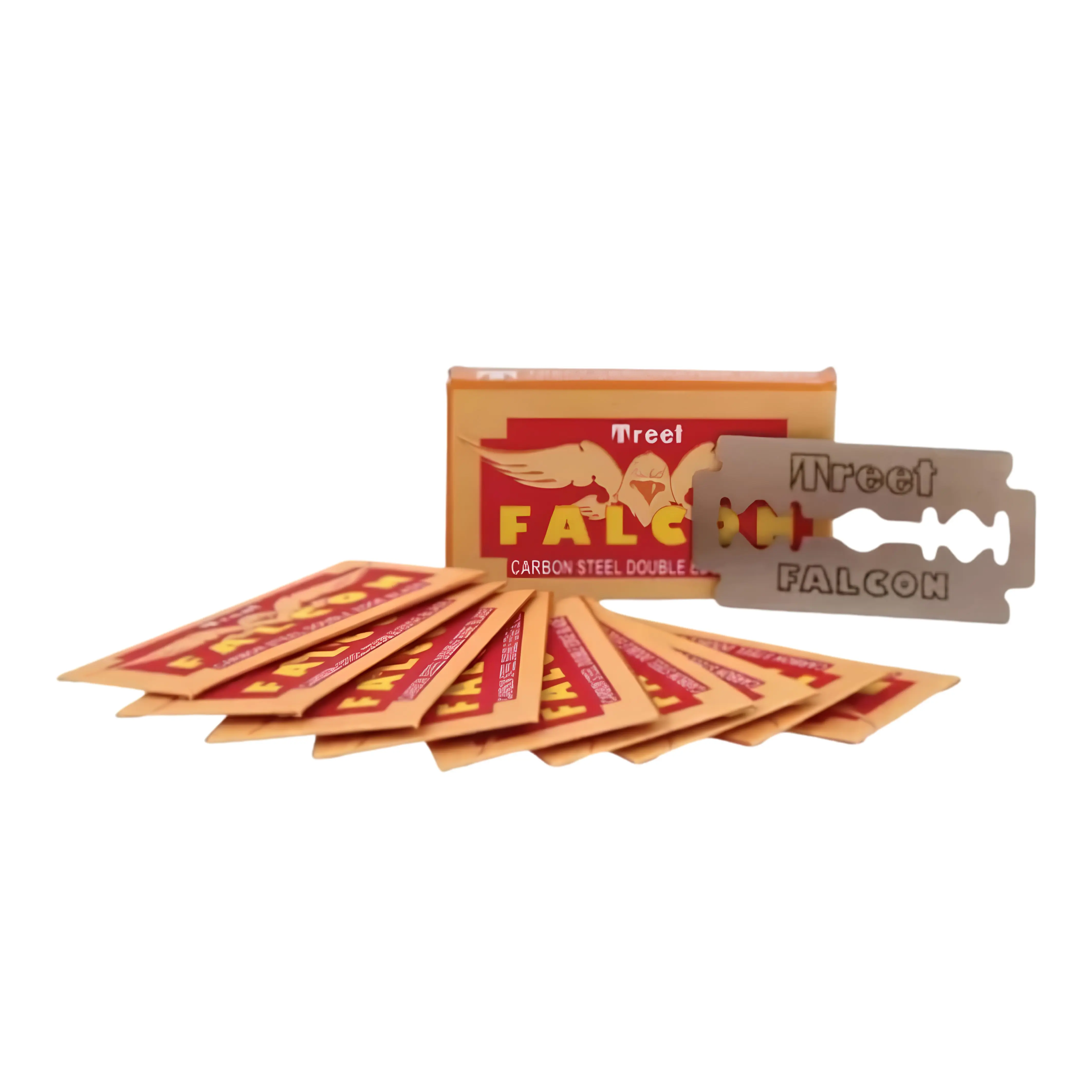 Treet Falcon Carbon Steel Double Edge Razor Blades, 10-Piece Replacement Blades for Men's Grooming