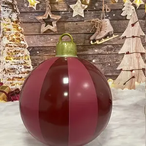 Giant 24 Inch Inflatable Christmas Yard Decoration Ball, Vibrant Outdoor Holiday Decor, Easy to Set Up, Durable and Reusable