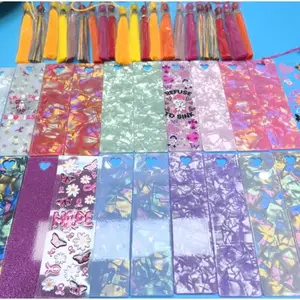 50pcs Random Cartoon UV DTF Bookmark Stickers for DIY Craft Suitable for Students Teachers Bookworms