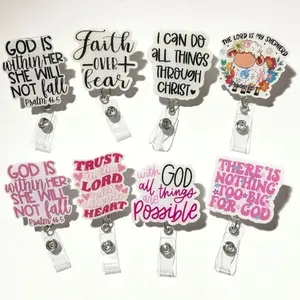 Scripture Badge Reel Inspirational Bible Verse ID Holder with Optional Glitter Durable Design for ID Keys & Cards Ideal for Christians