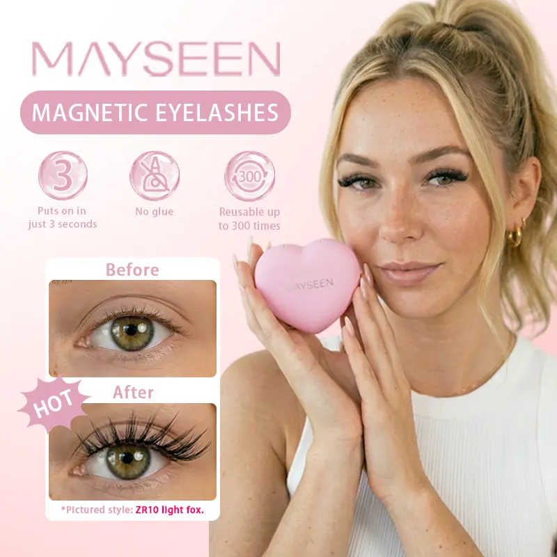 MAYSEEN Soft Magnetic Eyelashes, 11 Options, Eyelash Extensions with Applicator Kit, Reusable Magnetic Lashes, Glue-free, Waterproof, Lightweight, Fluffy Soft Magnetic Strip with Free Gifts: Eyelash Curler & Lash Setting Liquid, Gifts Pack, Cosmetic