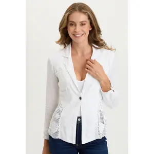 Trinket Linen/Crochet Embroidered Lightweight Jacket