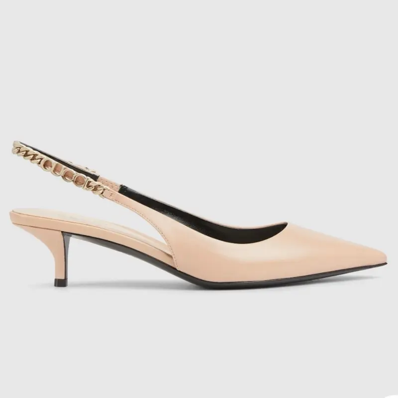 Gucci Leather Heels Kitten Slingback size 37.5