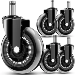 5 Pack-Office Chair Wheels Set, Durable Safe Casters,Replacement Rubber Wheels - Universal Fit 3 Inch Casters, Heavy-Duty Chair Casters, Noise Free, Fits 98% Chair, for All Floor