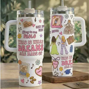 DN Channel Movie Nostalgia Inspired Tumbler 20oz 40oz, Y2K Pop Culture Aesthetic Travel Mug, Dreamy Quote Style Cup, Theme Park Vacation Gift, Stainless Steel With Handle & Straw