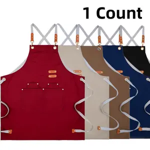 Polyester Fibre Apron with 4 Pockets, 1 Count Durable Unisex Working Apron with Cross-back Straps, Adjustable Neck Straps Apron, Household Items,Christmas Gift,Winter Apron for Women,Nails Design Tool, Kitchen Cooking Aprons