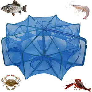 Enhanced 8-Hole Portable Fishing Net-Durable Nylon Mesh-Ideal for Shrimp, Crab, Lobster-Perfect for Ocean, Lake, River Fishing