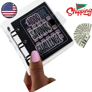 Mini Money Saving Binder, Save $1000 Envelopes Portable Money Saving, Black