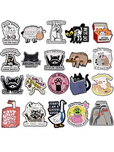 20pcs/set Cute Funny Enamel Brooches, Fashionable Cartoon Animal & Quote Design Badges, Elegant Clothing Accessories, Perfect Gift