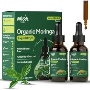 Wish Fusion Organic Moringa Liquid Drops 2 Pack 1000mg Pure Liquid Moringa Leaf Extract, Highly Bioavailable Superfood Supplement for Immune Boost & Antioxidant Support for Adults