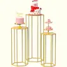Durable 3-Piece Metal Cake & Dessert Stands Set - Round Tops, Iron Hexagon Stable Bases, Home Supplies for Birthday Cake Decorations, Floral Displays