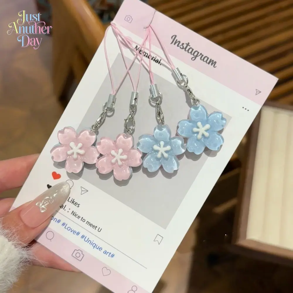4pcs Romantic Jelly Sakura Phone Chain Set, Cute Pastel Translucent Cherry Blossom Phone Strap, Kawaii Flower Pendant Accessory for Couples & Best Friends