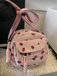 Retro Square Bag with 3D External Pocket, Adjustable Long Shoulder Strap, Crossbody Design for Daily & School Use