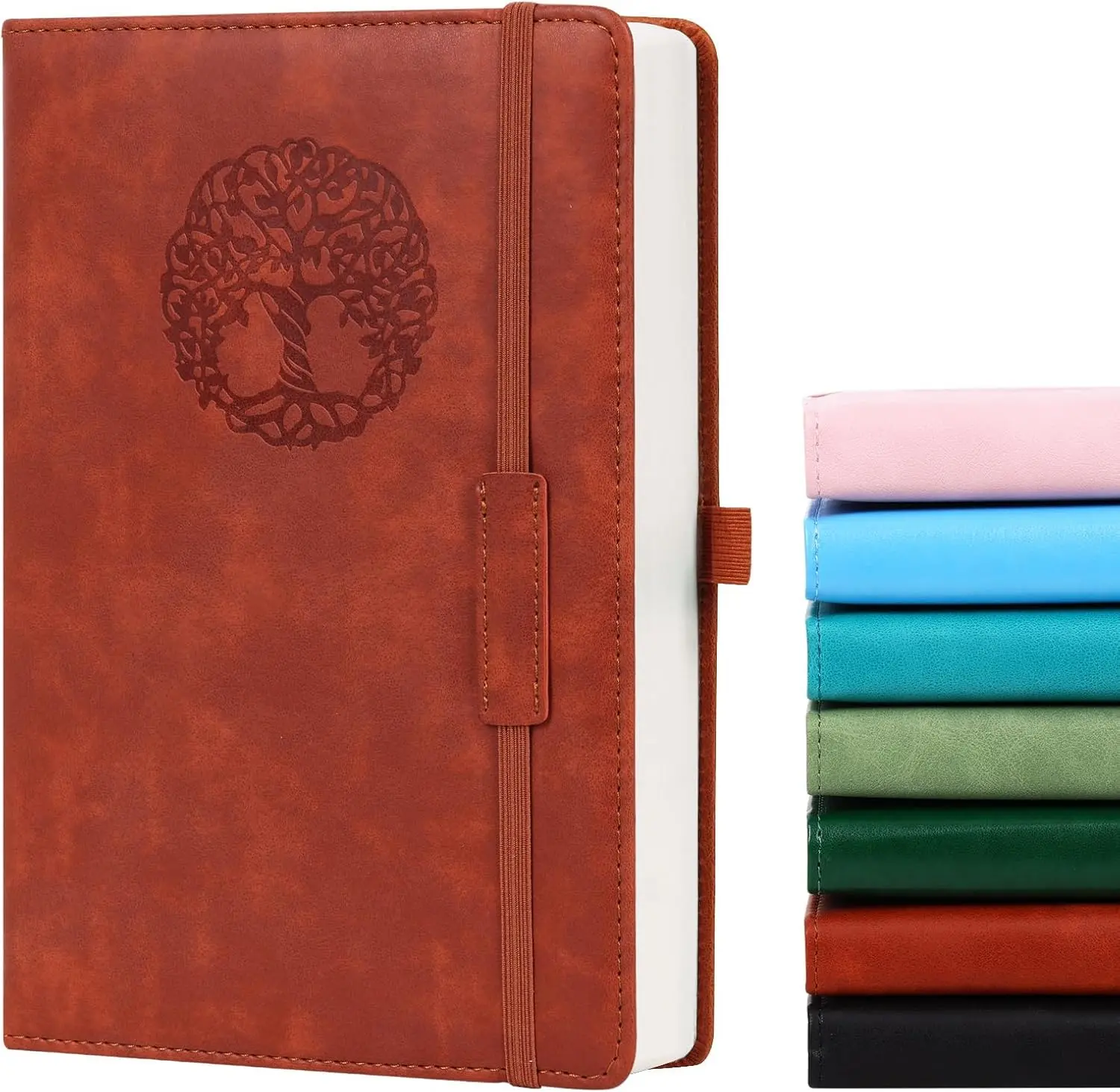 Lined Journaling Notebook Thick A5 Hardcover Leather Journals College Ruled Notebooks 300 Pages for Women Men 5.7 x 8.3 Inches Brown