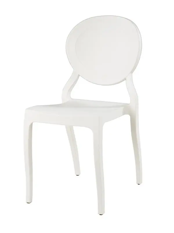 Emma Single Seat Contemporary Armless Ergonomic Plastic Dining Chair - White, Sturdy, 36"h x 23"w x 17"l, Polypropylene, Stackable, Super Portable, for Event Use, Ideal for Contemporary Home Decor, Dining Chairs, Stacks High