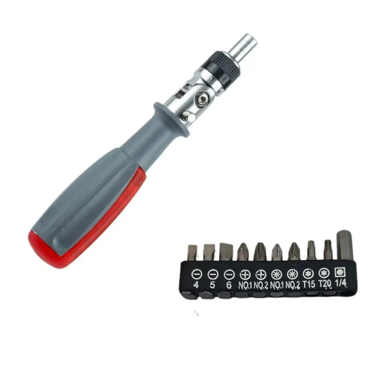 Universal Ratchet Screwdriver 10-Piece Set with Phillips Flat and Star Bits, Versatile Household Tool for DIY Repairs and Projects