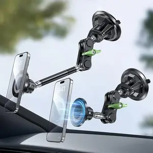 MagSafe-Ready Magnetic Car Phone Mount 360° Rotatable Suction Cup Holder with N52 Magnets Rock-Solid Vacuum Suction for Dashboard/Windshield Heavy-Duty Secure Hold