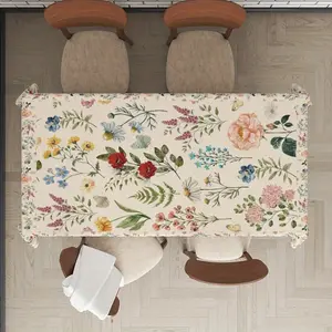 1 piece, spring fresh flower plant tablecloth, furniture desktop decoration, suitable for theme parties, festivals, home decoration, suitable for indoor and outdoor use, Garden Dining Table