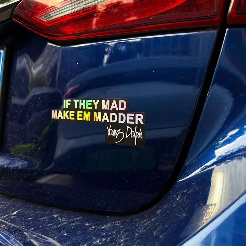2pcs Self-Adhesive Vinyl Decal for Cars - "If They Mad Make Em Madder" Funny JDM Racing Accessory, Universal Car Sticker, Decorative Sticker, Truck Accessories for Bumper, Window, Windshield Exterior