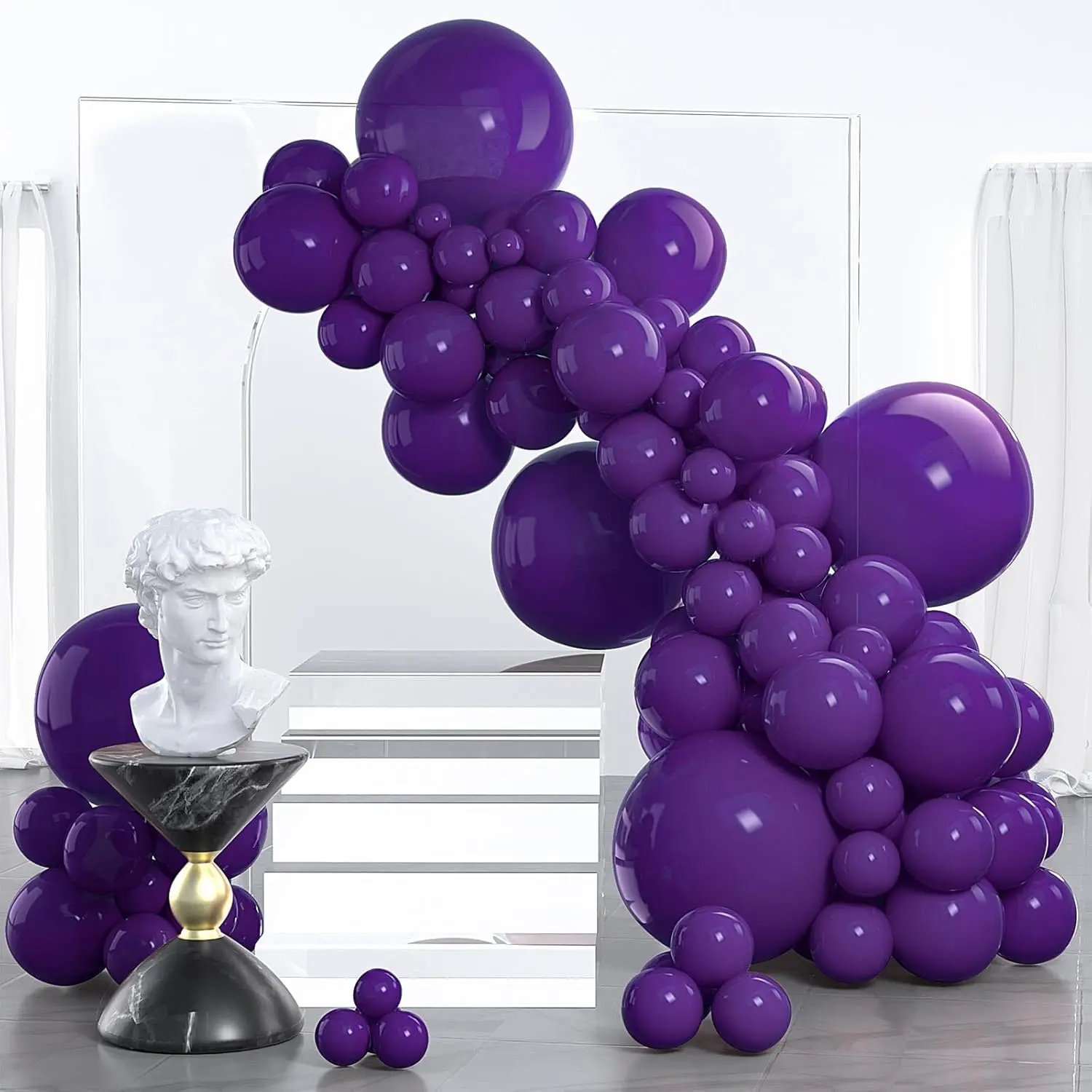 Dark Purple Balloons 130 pcs Purple Balloons Different Sizes Pack of 18 12 10 5 Inch Purple Balloon Arch Kit Balloon Garland for Birthday Halloween Graduation Party Decorations Purple-Y16