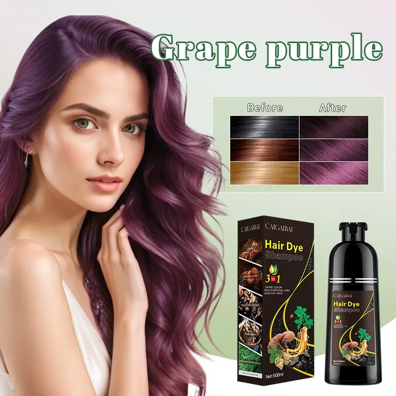 3 in 1 Hair Dye Shampoo for Coverage, Herbal Natural Formula with Ginseng Extract, Plant-Based Hair Care, Salon Quality Treatment