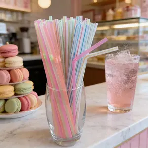 400/800/1000pcs Bulk Packaging Disposable Fluorescent Colorful Plastic Straws, Food Grade Bendable Straws for Kids & Pregnant Women, Casual Style