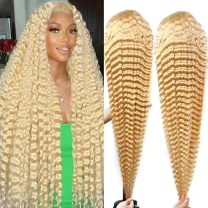 613 13*6 HD Lace Front Wig Human Hair Blonde Deep Wave  Pre Plucked With Melted Hairline For Women 20-36 Inch Unprocessed Virgin Hair, wigs for beginners hd frontal wig,SpringGlowUp