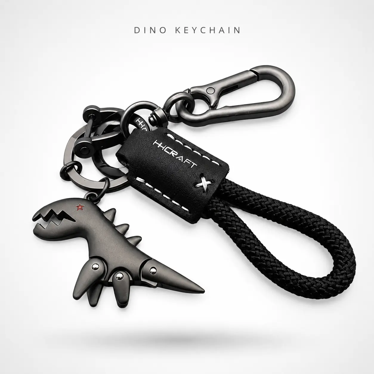 Leather-Braided Rope Keychain with Metal Pendant, 8-Shape Lock & Secure Buckle - Keychain for Backpack, Vehicle Key Accessory, Small Gift for Sports Lovers