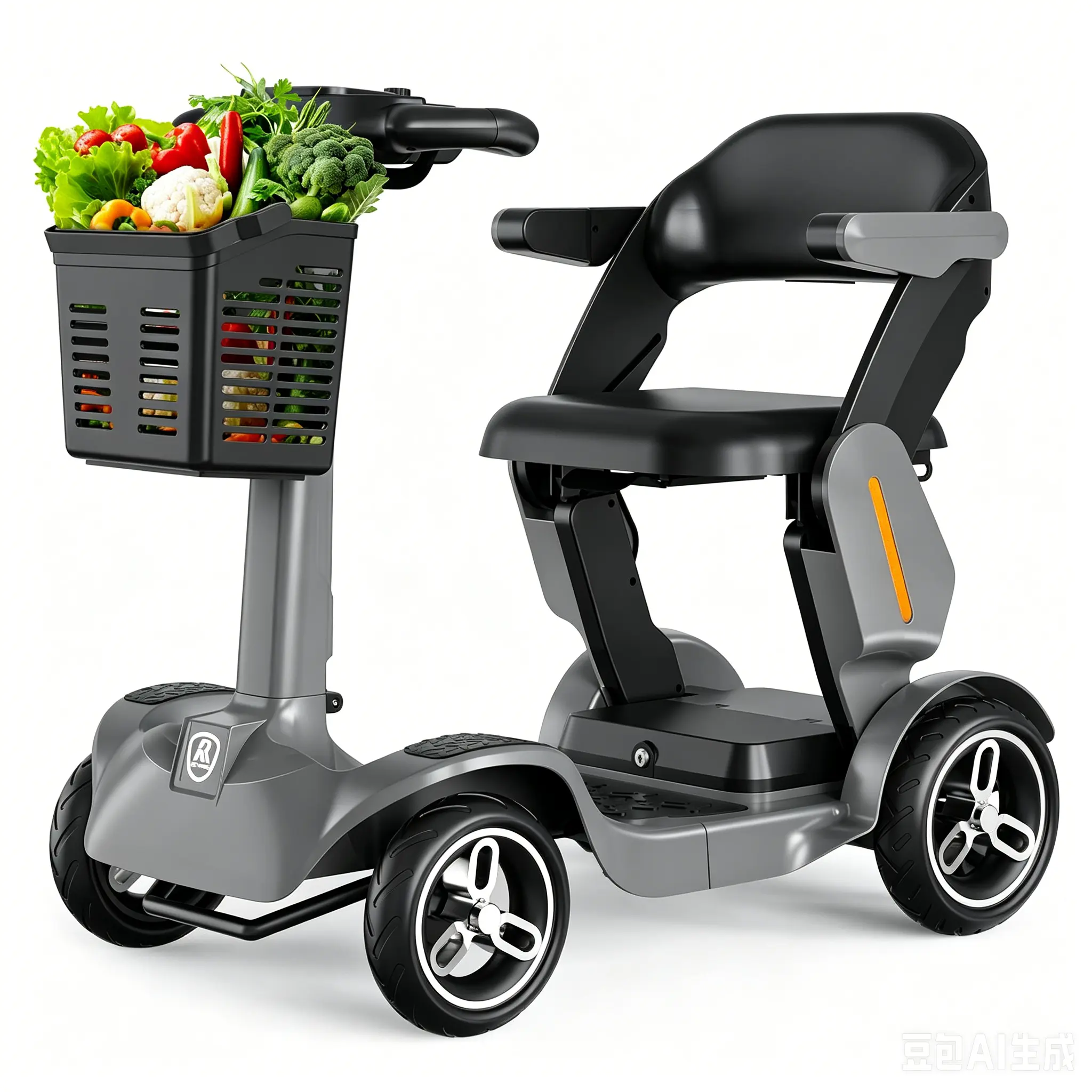 Foldable 4-Wheel Senior Mobility Scooter | Electric Powered for Elderly Daily Travel Safe Anti-Slip Design, Long Range Battery, Easy to Operate, Ideal for Park Outings & Shopping