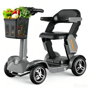 Foldable 4-Wheel Senior Mobility Scooter | Electric Powered for Elderly Daily Travel Safe Anti-Slip Design, Long Range Battery, Easy to Operate, Ideal for Park Outings & Shopping