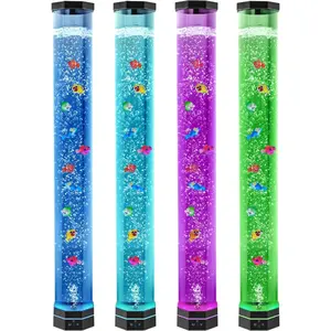 VEVOR Sensory Bubble Tube Lamp, 4 ft Bubble Fish Tube, Sensory Aquarium Lamp with 10 Floating Fish 16 Color Effects, Remote Control, Stress Relief Calming Light for Bedroom Living Room Home Decor