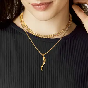 U7 Italian Horn Pendant for Men Women Talisman Protection Jewelry Lucky Amulet Cornicello Charm Necklaces