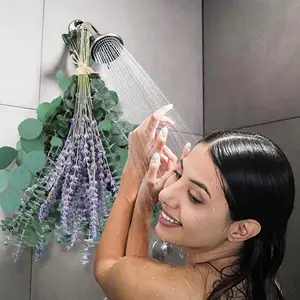 80 PCS Large Dried Preserved Eucalyptus Stems & Lavender Flowers Bundle for Shower, 17'' Real Fresh Hanging Silver Dollar Leaves, Aromatic Self-Care Shower Plants, Natural Fragrance, Home Decor