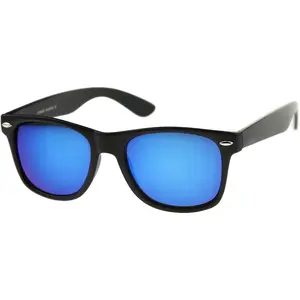 - Classic Colored Mirror Lens Square Horn Rimmed Sunglasses for Men Women