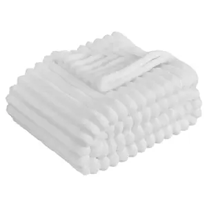 VEVOR Double-Sided Fleece Throw Blanket 50 x 60 Inches Super Soft Cozy White Bed Blanket for Couch Sofa Bedroom Machine Washable Heartwarming Present