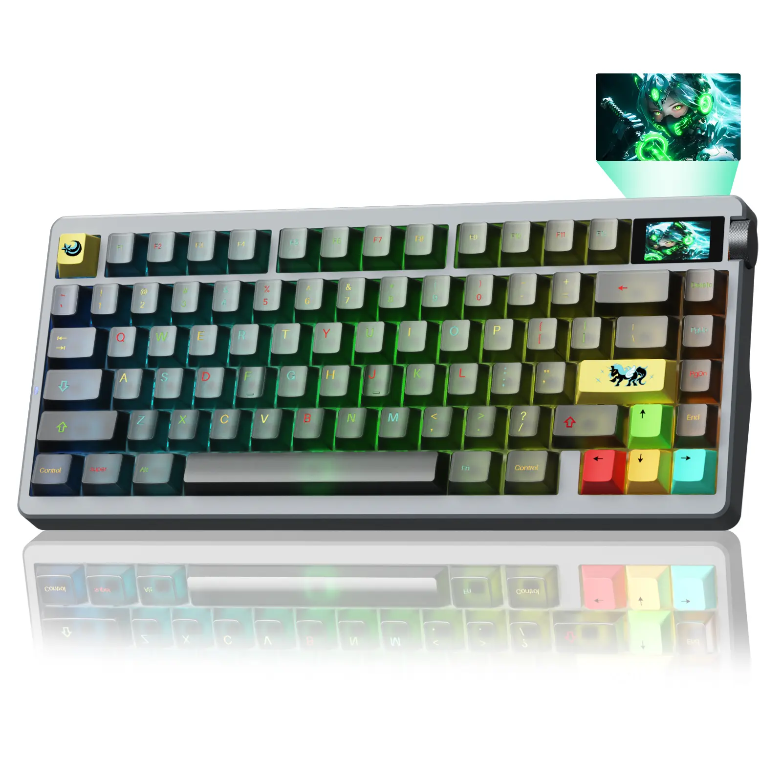[New]AULA Nova75 Creamy Wireless Mechanical Custom Keyboard with TFT Screen, Tri-Mode Hot-Swappable 75% Gasket Mounted RGB Backlit Gaming Keyboard, Hot Swappable, 8000mAh for Mac Windows iOS Android esports game, Light Up Keyboard, Pc Accessories Gaming