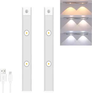 2-Pack Under Cabinet Lighting USB Rechargeable Adjustable Color Wireless Self-Adhesive Motion Sensor Lights for Kitchen Closet Shoe Rack Bedroom Lamp Factory