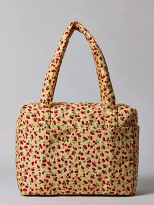 BAGGU Small Cloud Carry-On Bag with Floral Pattern Durable Nylon 16" Laptop Compatible Trolley Sleeve for Travel Lightweight & Packable