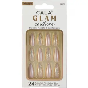 CALA Glam Couture | Medium Almond Rose Gold/Glitter Press On Nails