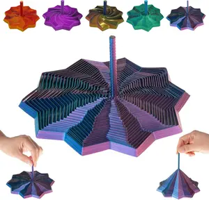 Mother's Day Gift Upgraded 3D Printed Expanded Sensory Fidget Star with Handle Colorful Stress Relief Fidget Toy Gifts for ADHD and Office Desk Christmas Birthday(Red Blue)