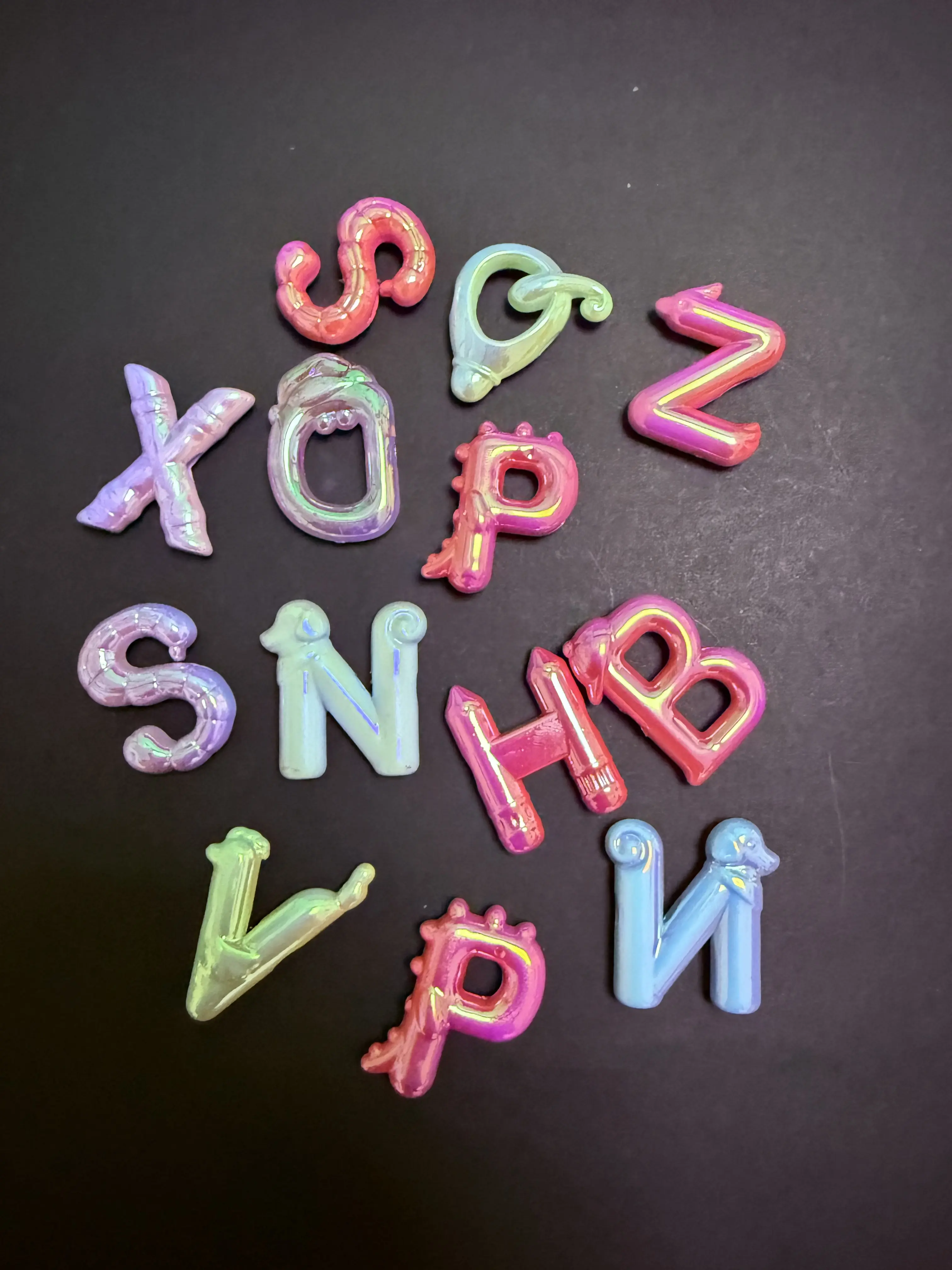 Acrylic Optical Plating Color Vertical Hole Letter Beads in Assorted Pastel Colors for Creative Use DIY Projects Stringing Diy Enthusiasts