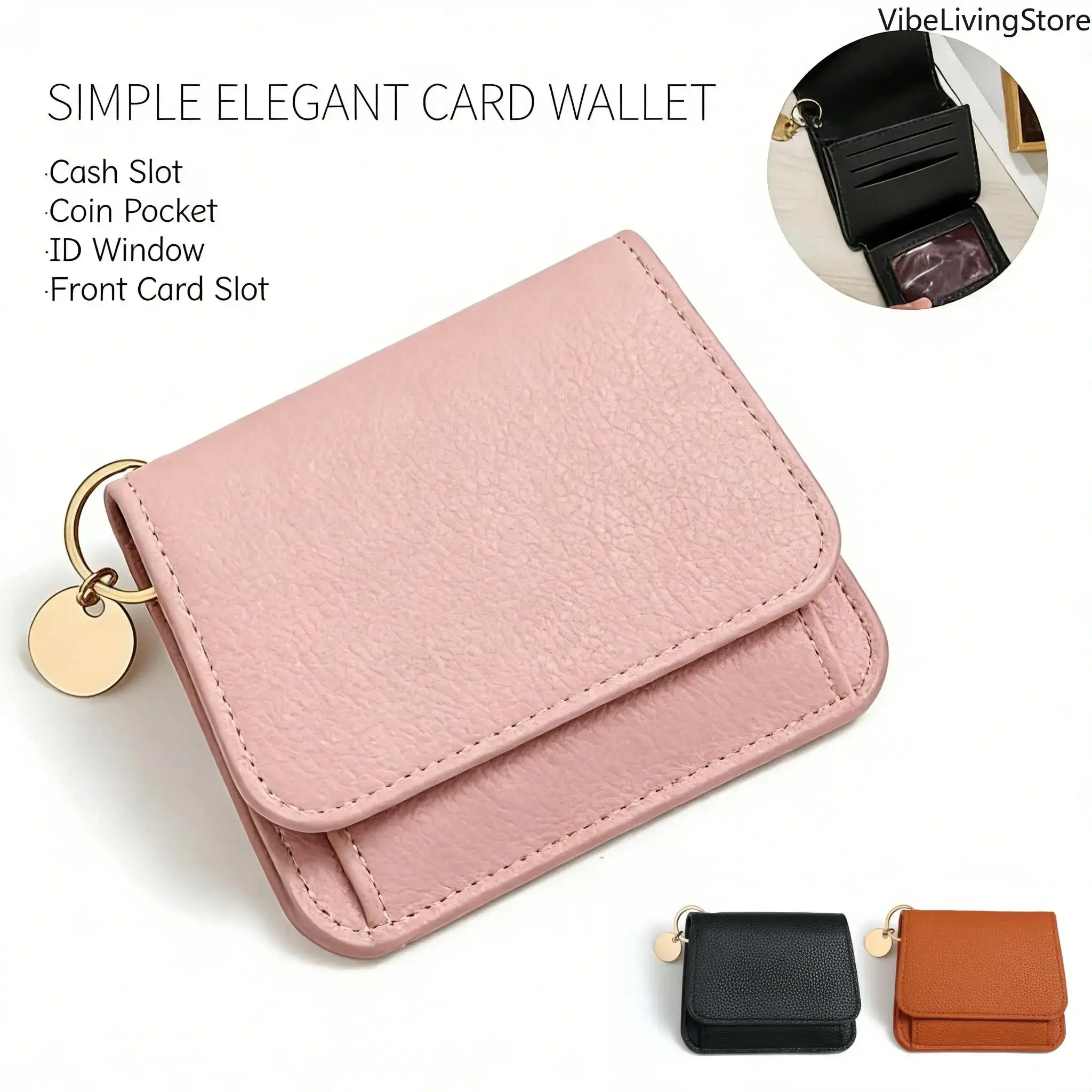 Women's Slim Business Bifold Wallet, Minimalist RFID Protected Credit Card Holder with ID Window and Zipper Coin Pocket, Solid Colors, Business Minimalist Wallet, Coin Pocket Ready, Compact Bifold, Minimalist Money Wallet, Exquisite Cardholder