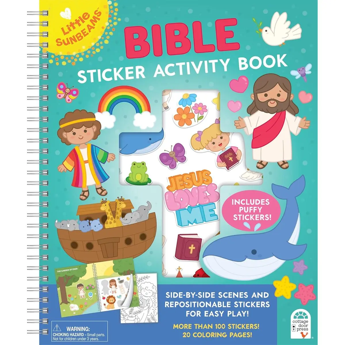 Bible Sticker Activity and Coloring Book for Kids, Includes Puffy Stickers and 20 Coloring Pages! Ages 4-8 (Little Sunbeams) Paperback – Sticker Book, November 12, 2024