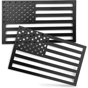2PCS 3D American Flag Emblem Decal Cut-Out, 3MM Matte Black Bumper Stickers Decal