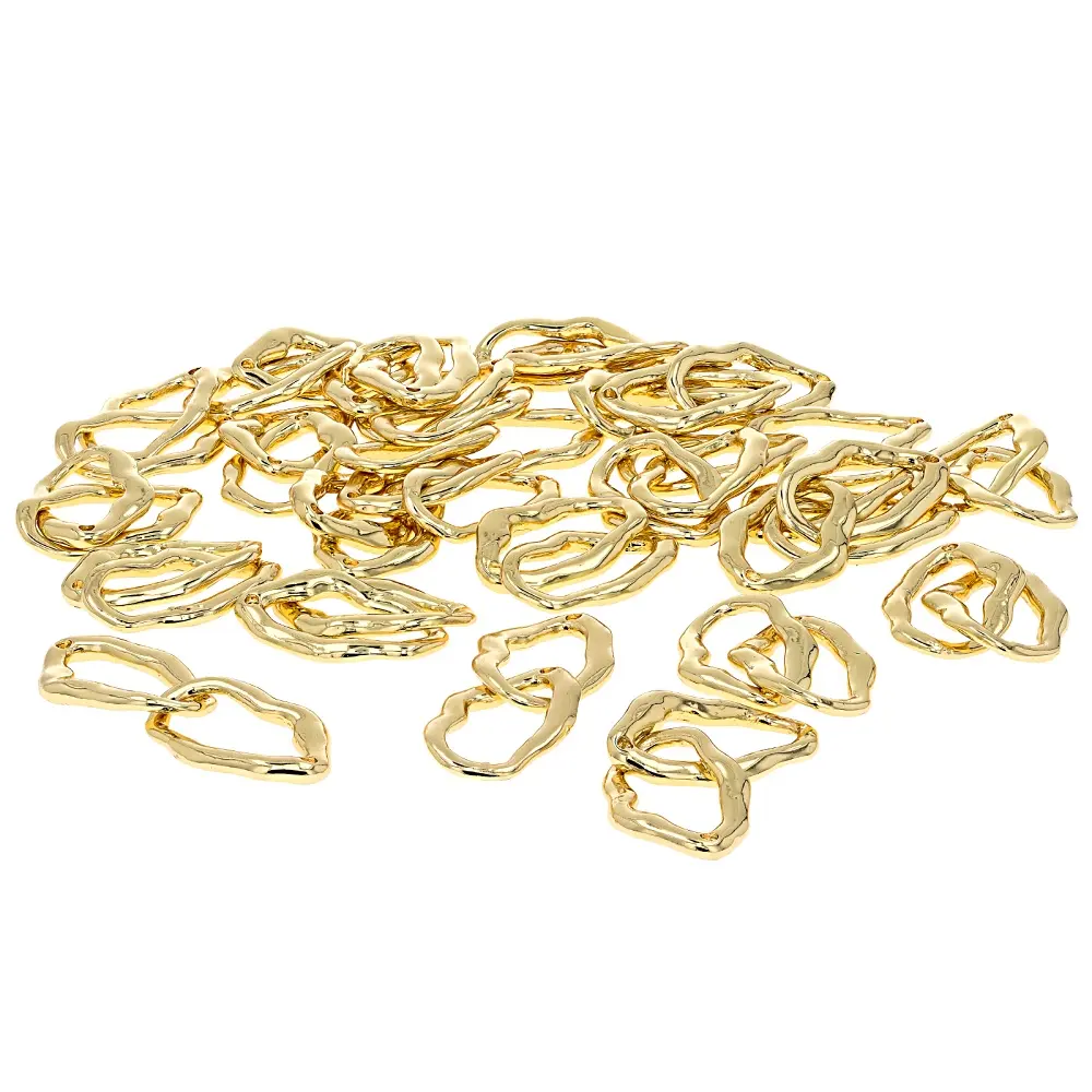 Jewelry DIY Gold-Tone Double Oval Connectors, Set of 25 for Beading & Jewelry Making Projects, Oval Shape